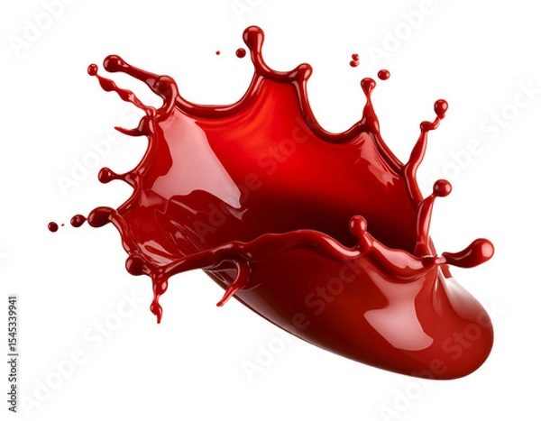 Fototapeta red paint splash isolated on white 