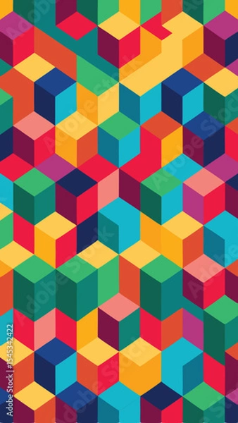 Fototapeta Colorful isometric cube pattern seamless background suitable for various design projects