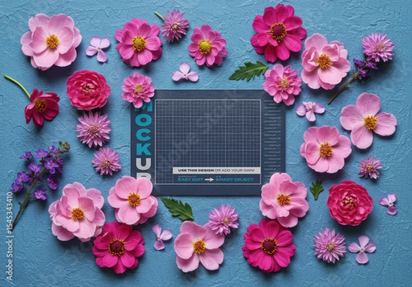 Obraz Horizontal Page Mockup with Flowers