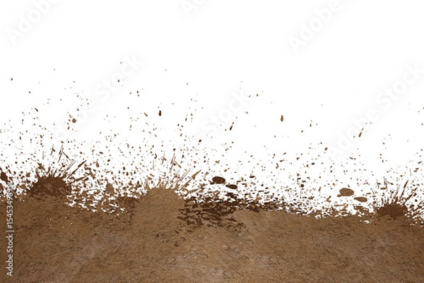 Fototapeta Brown mud splatter abstract on black background illustrating textured splashes and spills