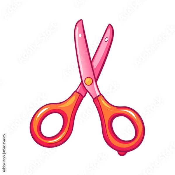 Fototapeta Cute school clipart of pair of scissors. Vector illustration on white background.