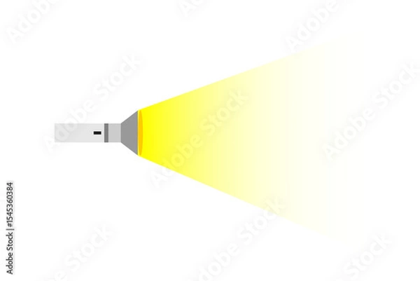 Fototapeta Illustrated flat design of a flashlight projecting bright light against black background