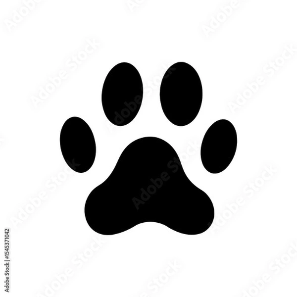 Obraz Dog footprint icon silhouette vector flat design.