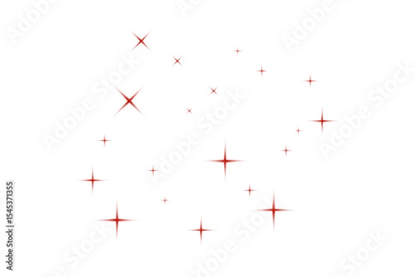 Fototapeta Scattered red sparkles and stars bursting against a deep black night sky illustration