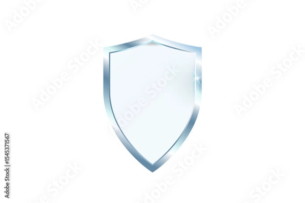 Fototapeta Shiny silver shield icon on black background representing protection and security