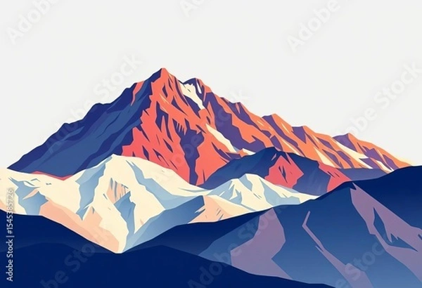 Fototapeta Abstract vector mountain range line art, minimalist contemporary aesthetic ,  valleys,  aesthetic
