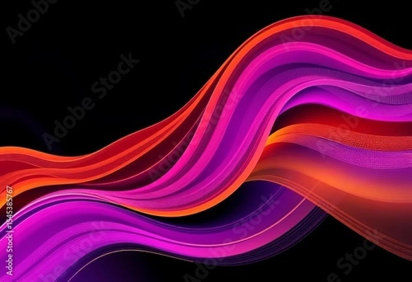 Fototapeta Abstract wavy lines, dynamic curves, modern art background, vibrant, design