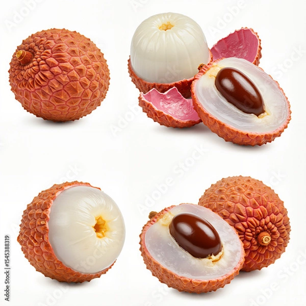 Obraz Lychee fruit set isolated on white background