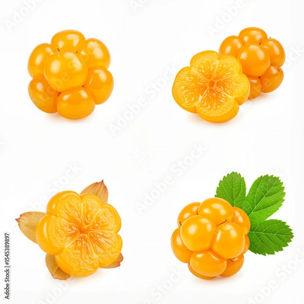 Obraz Cloudberry fruit set isolated on white background
