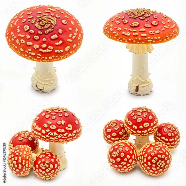 Obraz Fly agaric mushroom set isolated on white background