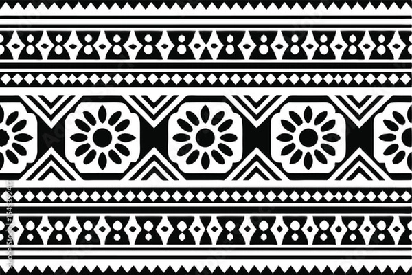 Fototapeta Black and White Ornamental Seamless Pattern Vector Illustration

