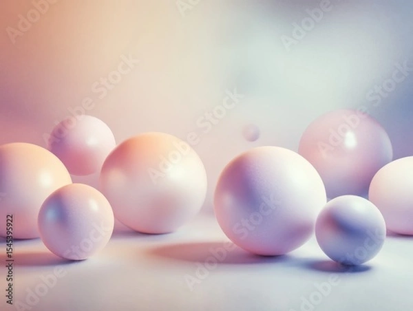 Obraz Floating pastel spheres on white surface