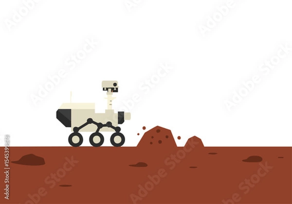 Fototapeta A stylized Mars rover delivers on the red planet. Clean, modern illustration with a focus on space exploration and delivery. Great for tech, science, and design projects.