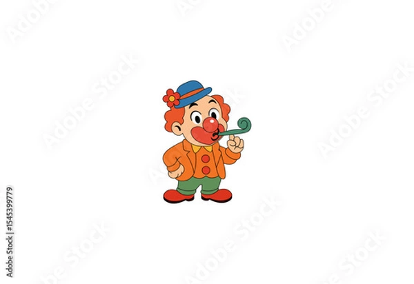 Fototapeta Vector illustration of a happy cartoon clown on a white background
