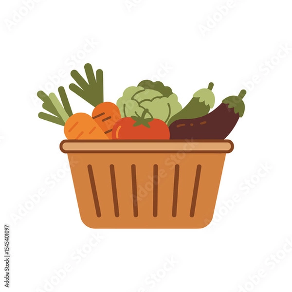 Obraz Basket of fresh vegetables isolated on white background