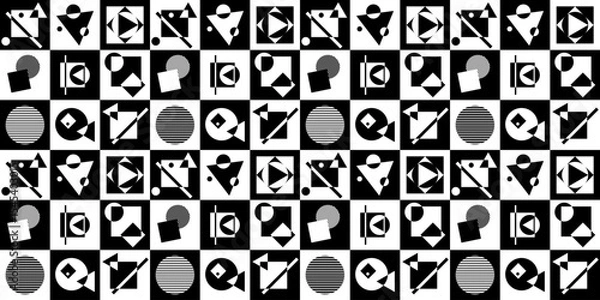Obraz Abstract black and white simple composition. Geometric design background.