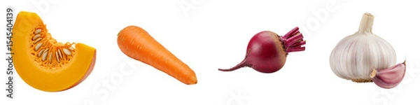 Obraz Assorted vegetables including pumpkin, carrot, beetroot, and garlic  