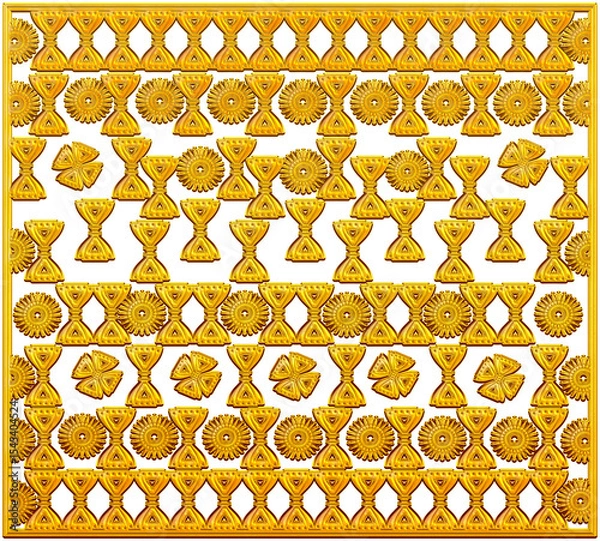 Fototapeta Intricate 3D Golden Geometric Wall Art Pattern Design with abstract shapes