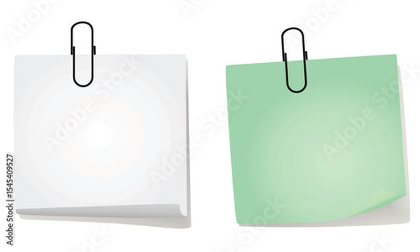 Fototapeta Paper notes with paper clip. vector	