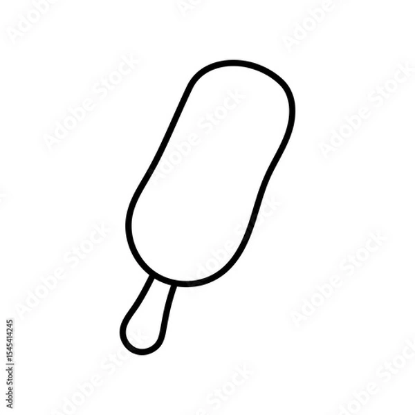 Fototapeta Outline drawing of a popsicle with a rounded rectangular shape and a small stick at the bottom end