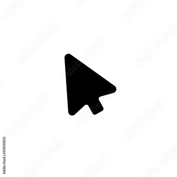 Fototapeta A simple black cursor arrow pointing upwards and to the right on a white background image viewable