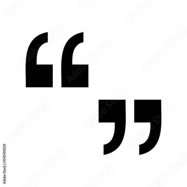 Fototapeta Two pairs of quotation marks displayed in black on a white background in a simple graphic style