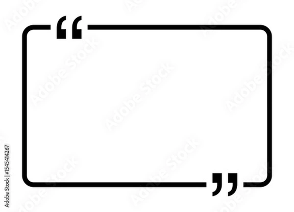 Obraz Illustration of a rectangular frame with rounded corners and quotation marks on the top and bottom
