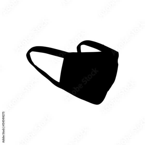 Fototapeta Isolated black face mask with ear loops offering protection and covering the nose and mouth area well