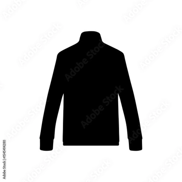 Fototapeta A black long sleeved shirt with a high collar stands isolated against a white background view front