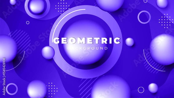 Fototapeta Futuristic Abstract Geometric Liquid Gradient Background with 3D Shapes and Fluid Blobs in Vibrant Purple, Blue, and Pink Tones for Modern Design Projects