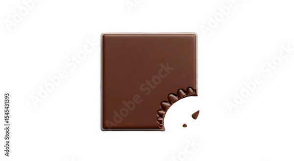 Fototapeta Indulgent chocolate square with a bite taken, ideal for confectionery advertising, bakery promotions, food blogging, sweet snack packaging, or dessert menu design. Perfect for Valentine's Day,