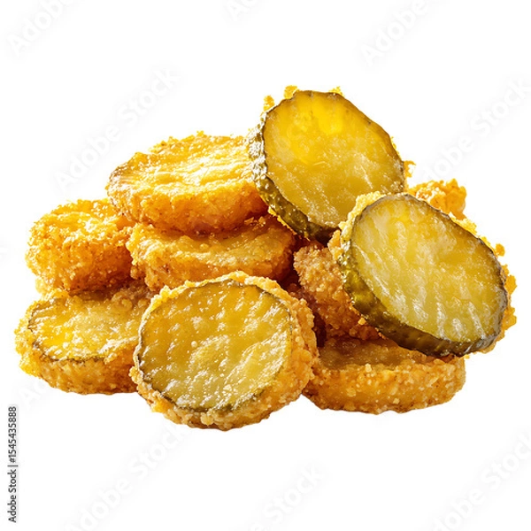 Fototapeta Crispy Fried Pickle Slices with Golden Breading