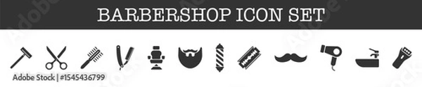Obraz Barbershop icon set. Barber shop elements. Line web icons. Vector illustration