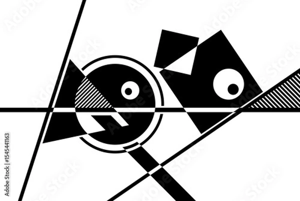 Obraz Abstract black and white simple composition. Geometric design background.