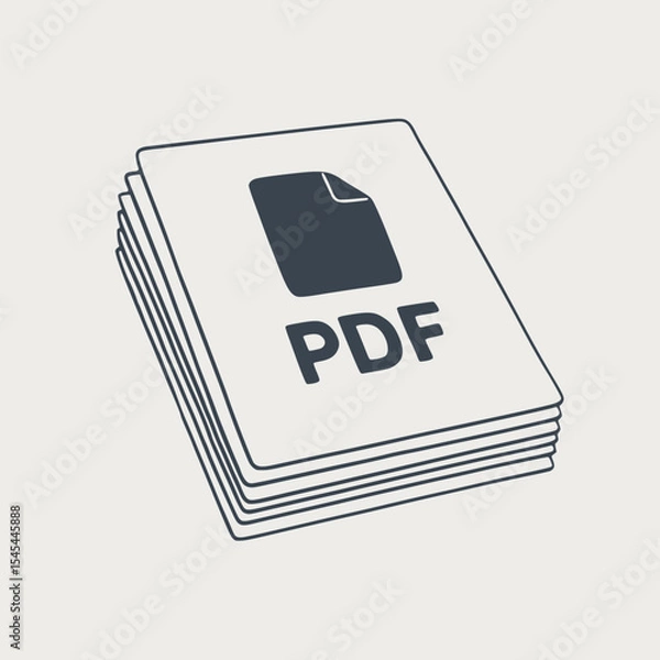 Fototapeta PDF Document Stack Icon – Clean Vector Illustration