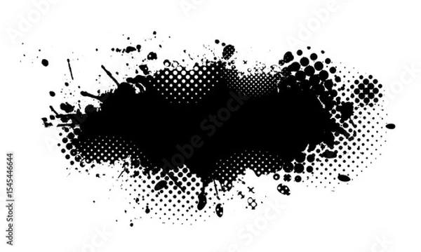 Obraz Splatter Paint Texture . Black Spray Blot of Ink. Place illustration Over any Object to Create Grungy Effect . hand drawn. Not AI, Vector