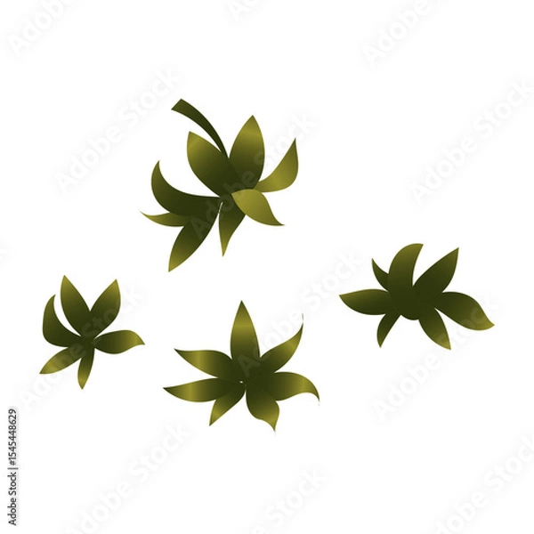 Obraz Strawberry leaf close-up. Part of the plant. Vector illustration isolated on white background.