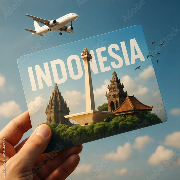 Obraz Discovering Indonesia: A Traveler's View of Culture, Landmarks, and Aerial Journeys