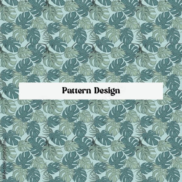 Obraz Seamless Tropical Leaf Pattern on Beige Background