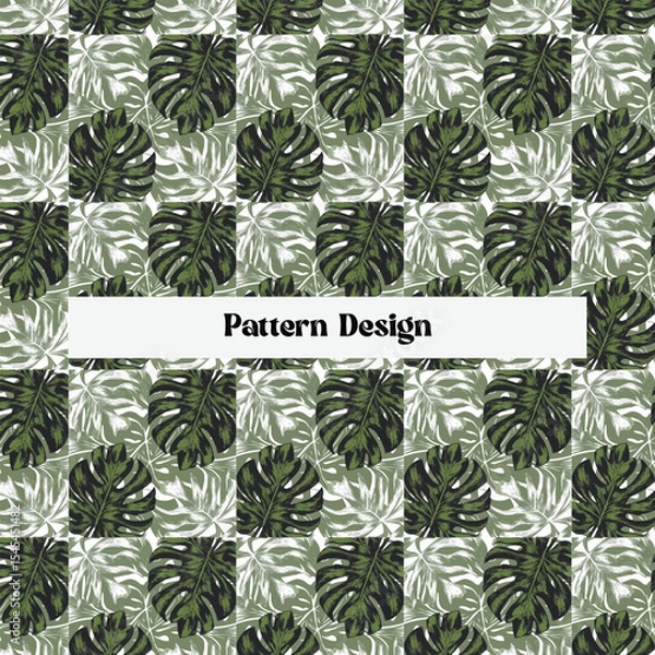 Obraz Seamless Tropical Leaf Pattern on Beige Background
