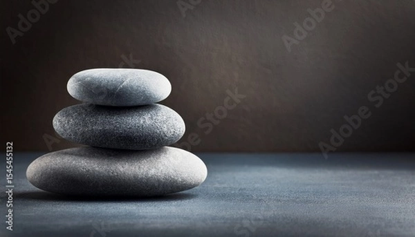 Obraz stacked smooth stones against a dark textured background