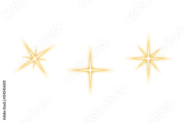 Obraz Gold glowing star light lens flare effect isolated on transparent background. Shining sun with rays. Twinkle star sparkling effect. Magic radiant light. Flash light. Glow design elements. PNG