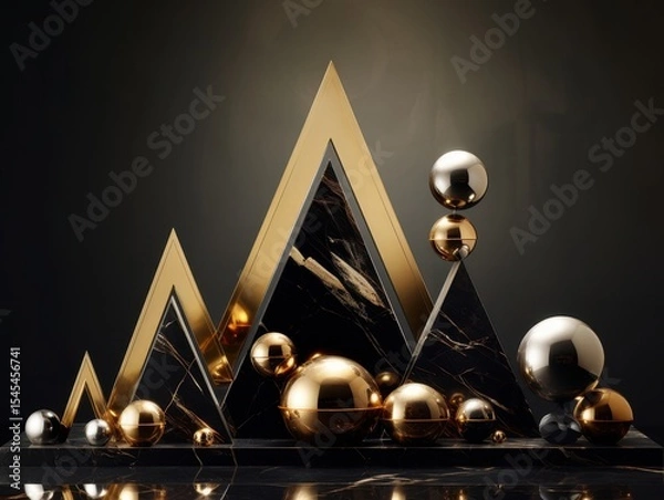Obraz Luxurious geometric display of spheres and pyramids