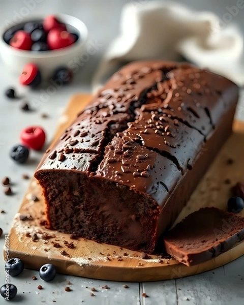Fototapeta Image d'un gateau au chocolat dans un plat 