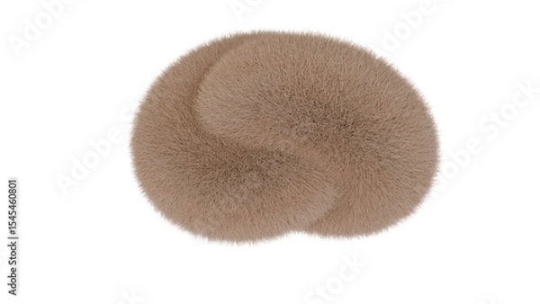 Fototapeta 3d soft beige organic knot with realistic fur texture, abstract biomorphic sculpture with smooth flow, surreal digital art object