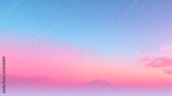 Fototapeta pastel blue and pink sky gradient with soft clouds and horizon glow