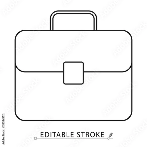 Obraz Briefcase icon in minimal line style with editable stroke. Business bag, office case, career symbol for corporate visuals, professional work, job planning, finance and document organization concept.