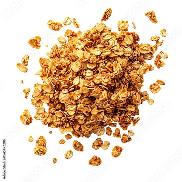 Fototapeta Heap of golden granola clusters with oats and nuts
