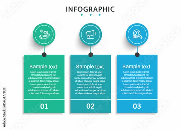 Obraz Infographic template with 3 options or steps	
