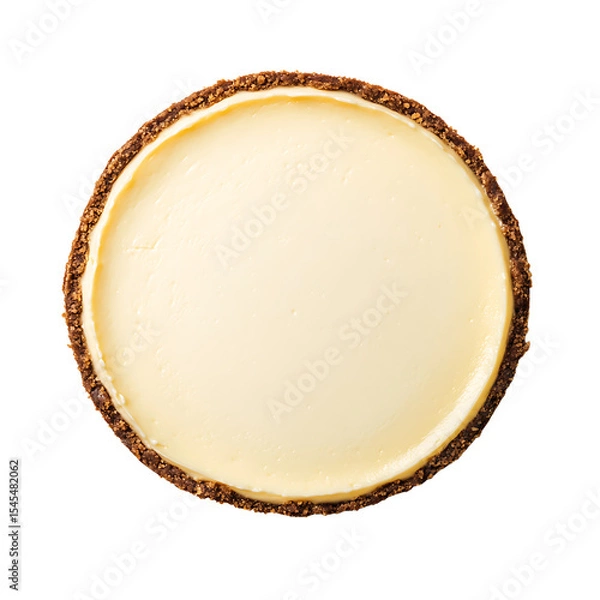 Fototapeta Top View of a Smooth Cheesecake with Gingersnap Crust